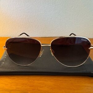 Quay x Desi Sahara Gold Aviator Sunglasses